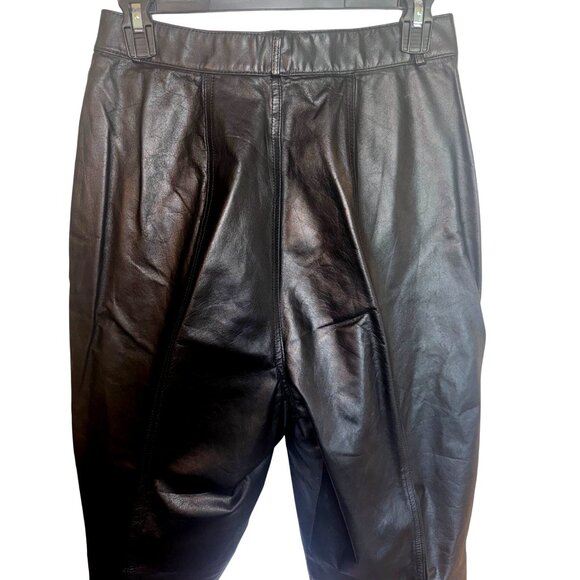 Vintage Toffs Y2K 80s 90s High Waisted Black Leather Pants 10T Pleated Design - Picture 3 of 10